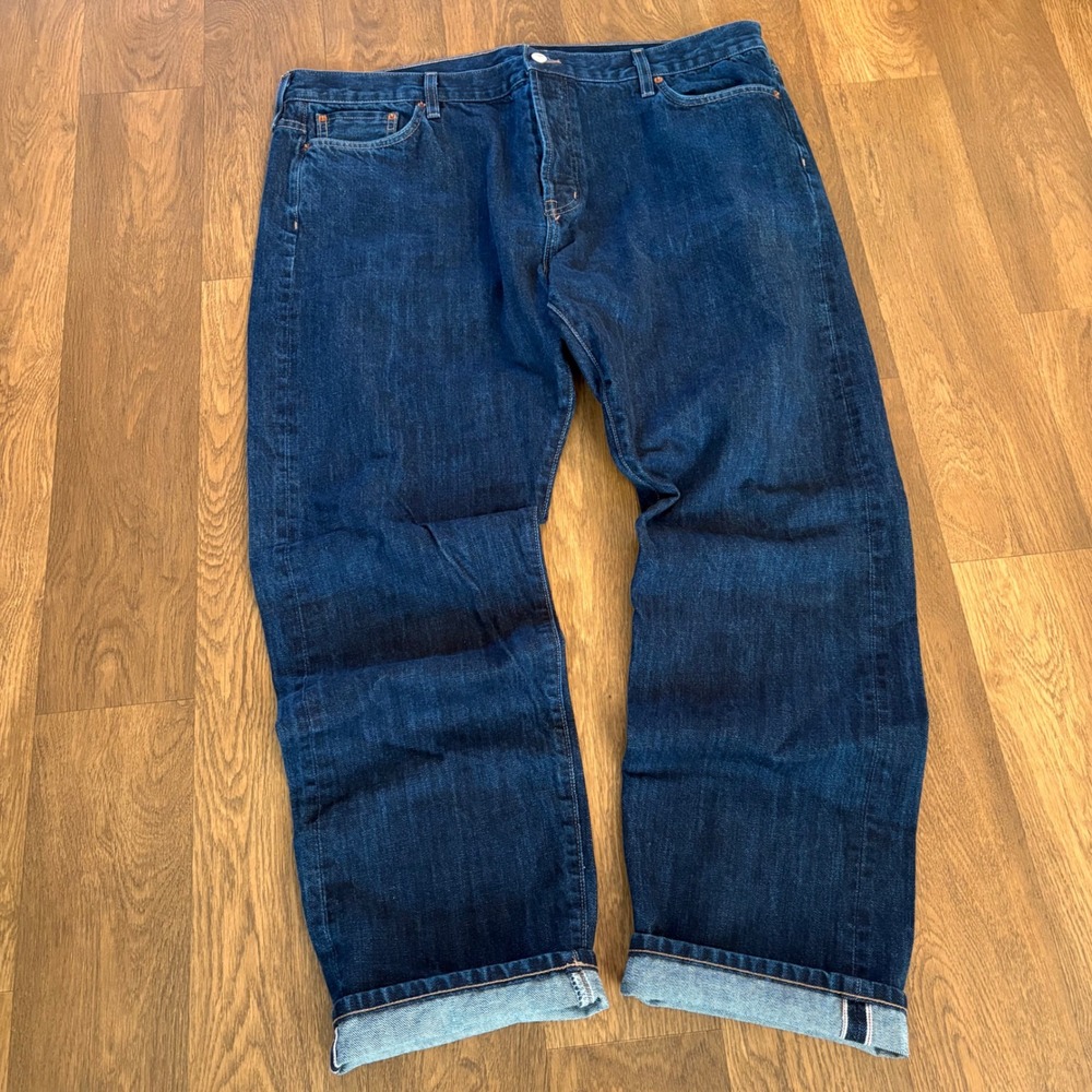 Outerknown Authentic Mens Buttonfly Selvedge Red Line Dark Wash Denim Jeans